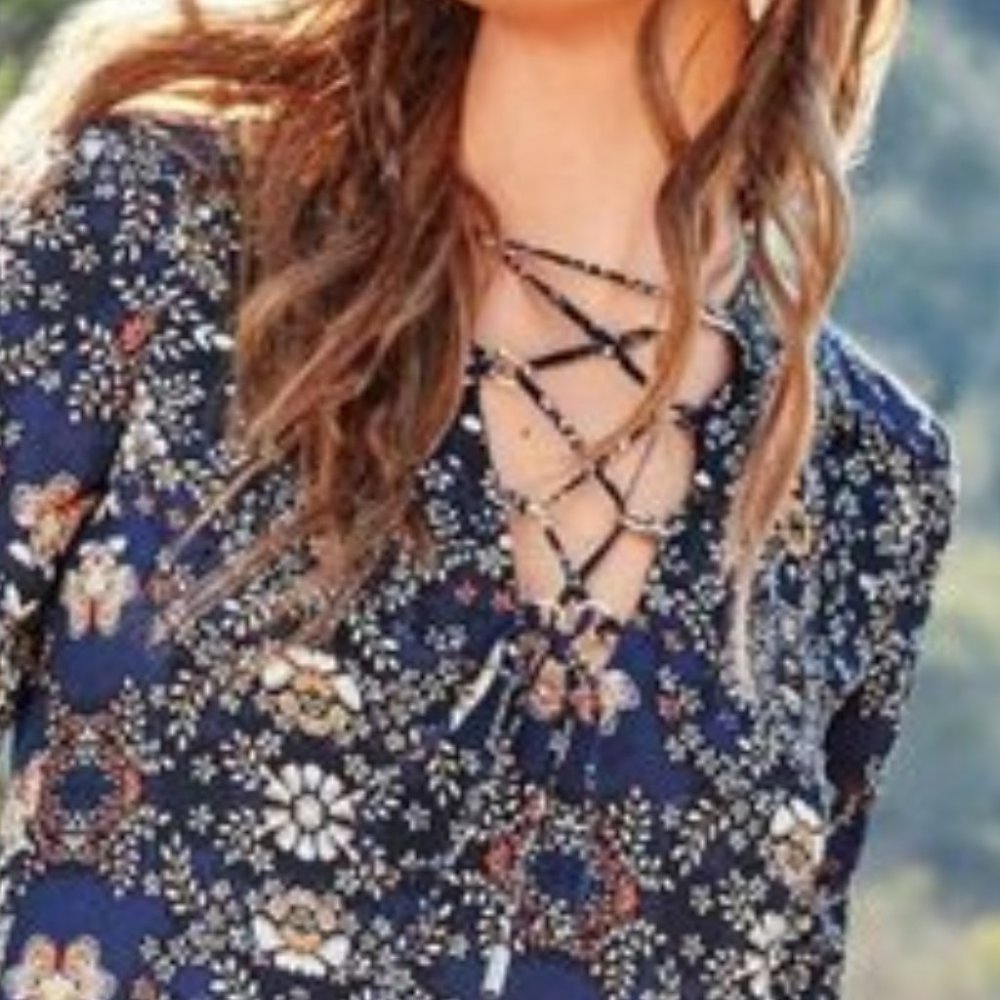 NWOT 👗 Jessica Simpson Women's Printed Peasant Dress - Picture 7 of 10